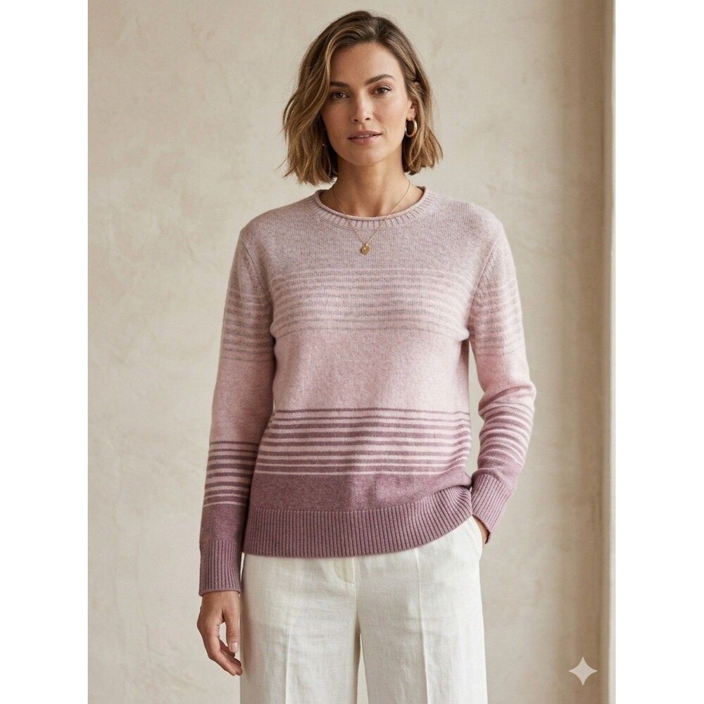 Ella Moss Womens Pink Ombre Stripe Sweater Sz S Cozy Chunky Knit Pullover